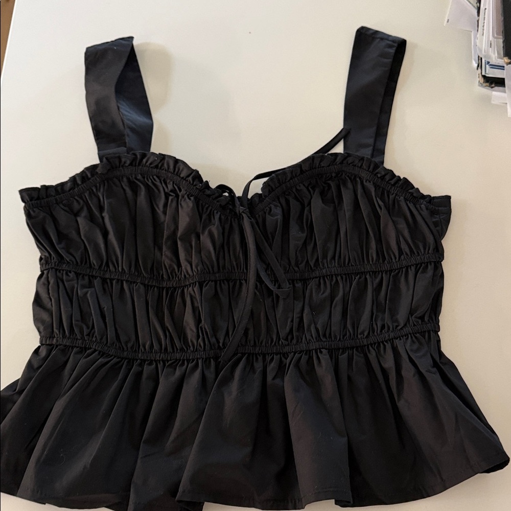 Chic Black Ruched Women's Blouse